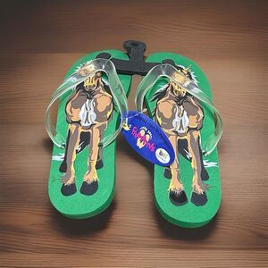 Flip-Print  Women’s Flip Flop Green With Horse Graphic Sz L  Equestrian Western